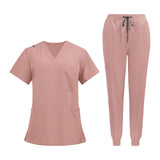 Maxbell 2xNursing Uniforms Scrub Set Short Sleeve Nurse Top and Pants for Pet Groomer