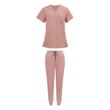 Maxbell 2xNursing Uniforms Scrub Set Short Sleeve Nurse Top and Pants for Pet Groomer