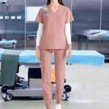 Maxbell 2xNursing Uniforms Scrub Set Short Sleeve Nurse Top and Pants for Pet Groomer