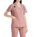 Maxbell 2xNursing Uniforms Scrub Set Short Sleeve Nurse Top and Pants for Pet Groomer