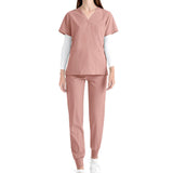 Maxbell 2xNursing Uniforms Scrub Set Short Sleeve Nurse Top and Pants for Pet Groomer