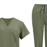 Maxbell 2xNursing Uniforms Scrub Set Short Sleeve Nurse Top and Pants for Pet Groomer