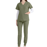 Maxbell 2xNursing Uniforms Scrub Set Short Sleeve Nurse Top and Pants for Pet Groomer