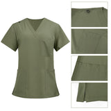 Maxbell 2xNursing Uniforms Scrub Set Short Sleeve Nurse Top and Pants for Pet Groomer