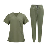 Maxbell 2xNursing Uniforms Scrub Set Short Sleeve Nurse Top and Pants for Pet Groomer