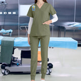 Maxbell 2xNursing Uniforms Scrub Set Short Sleeve Nurse Top and Pants for Pet Groomer