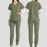 Maxbell 2xNursing Uniforms Scrub Set Short Sleeve Nurse Top and Pants for Pet Groomer