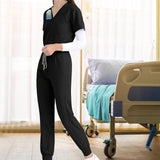 Maxbell 2xNursing Uniforms Scrub Set Short Sleeve Nurse Top and Pants for Pet Groomer