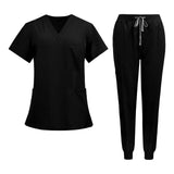 Maxbell 2xNursing Uniforms Scrub Set Short Sleeve Nurse Top and Pants for Pet Groomer