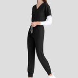 Maxbell 2xNursing Uniforms Scrub Set Short Sleeve Nurse Top and Pants for Pet Groomer