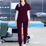 Maxbell 2xNursing Uniforms Scrub Set Short Sleeve Nurse Top and Pants for Pet Groomer