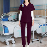 Maxbell 2xNursing Uniforms Scrub Set Short Sleeve Nurse Top and Pants for Pet Groomer