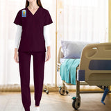 Maxbell 2xNursing Uniforms Scrub Set Short Sleeve Nurse Top and Pants for Pet Groomer