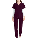 Maxbell 2xNursing Uniforms Scrub Set Short Sleeve Nurse Top and Pants for Pet Groomer