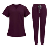 Maxbell 2xNursing Uniforms Scrub Set Short Sleeve Nurse Top and Pants for Pet Groomer