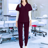 Maxbell 2xNursing Uniforms Scrub Set Short Sleeve Nurse Top and Pants for Pet Groomer