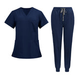 Maxbell 2xNursing Uniforms Scrub Set Short Sleeve Nurse Top and Pants for Pet Groomer