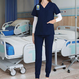 Maxbell 2xNursing Uniforms Scrub Set Short Sleeve Nurse Top and Pants for Pet Groomer