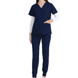 Maxbell 2xNursing Uniforms Scrub Set Short Sleeve Nurse Top and Pants for Pet Groomer