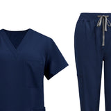 Maxbell 2xNursing Uniforms Scrub Set Short Sleeve Nurse Top and Pants for Pet Groomer