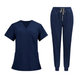 Maxbell 2xNursing Uniforms Scrub Set Short Sleeve Nurse Top and Pants for Pet Groomer