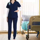 Maxbell 2xNursing Uniforms Scrub Set Short Sleeve Nurse Top and Pants for Pet Groomer