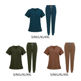Maxbell 2xUniform Scrub Set Nurse Top Pants Nursing Scrubs Uniform Clothes Work Suits S Blue