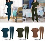 Maxbell 2xUniform Scrub Set Nurse Top Pants Nursing Scrubs Uniform Clothes Work Suits S Blue