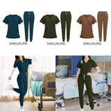 Maxbell 2xUniform Scrub Set Nurse Top Pants Nursing Scrubs Uniform Clothes Work Suits S Blue