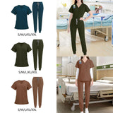 Maxbell 2xUniform Scrub Set Nurse Top Pants Nursing Scrubs Uniform Clothes Work Suits S Blue