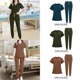 Maxbell 2xUniform Scrub Set Nurse Top Pants Nursing Scrubs Uniform Clothes Work Suits S Blue