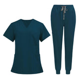 Maxbell 2xUniform Scrub Set Nurse Top Pants Nursing Scrubs Uniform Clothes Work Suits S Blue