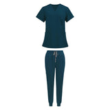 Maxbell 2xUniform Scrub Set Nurse Top Pants Nursing Scrubs Uniform Clothes Work Suits S Blue