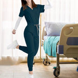 Maxbell 2xUniform Scrub Set Nurse Top Pants Nursing Scrubs Uniform Clothes Work Suits S Blue