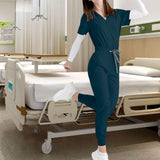 Maxbell 2xUniform Scrub Set Nurse Top Pants Nursing Scrubs Uniform Clothes Work Suits S Blue