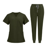 Maxbell 2xUniform Scrub Set Nurse Top Pants Nursing Scrubs Uniform Clothes Work Suits L Green