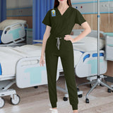 Maxbell 2xUniform Scrub Set Nurse Top Pants Nursing Scrubs Uniform Clothes Work Suits L Green