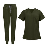 Maxbell 2xUniform Scrub Set Nurse Top Pants Nursing Scrubs Uniform Clothes Work Suits XL Green