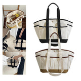 Maxbell 2xWomen Tote Bag Double Handles Lightweight Handbag for Commuting Travel Party Black