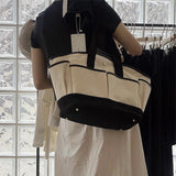 Maxbell 2xWomen Tote Bag Double Handles Lightweight Handbag for Commuting Travel Party Black