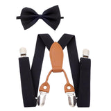 Maxbell Kids Suspenders Bow Tie Black Tuxedo Suspenders for Boys Child Dance Costume