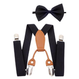 Maxbell Kids Suspenders Bow Tie Black Tuxedo Suspenders for Boys Child Dance Costume