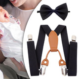 Maxbell Kids Suspenders Bow Tie Black Tuxedo Suspenders for Boys Child Dance Costume