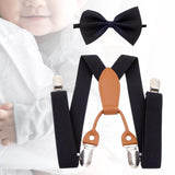 Maxbell Kids Suspenders Bow Tie Black Tuxedo Suspenders for Boys Child Dance Costume