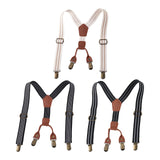 Maxbell 3xKids Suspenders Strong Metal Clip Adjustable Y Back Brace for Birthday Beige