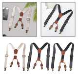 Maxbell 2xKids Suspenders Strong Metal Clip Adjustable Y Back Brace for Birthday Beige