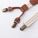 Maxbell 3xKids Suspenders Strong Metal Clip Adjustable Y Back Brace for Birthday Beige