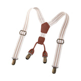 Maxbell 2xKids Suspenders Strong Metal Clip Adjustable Y Back Brace for Birthday Beige