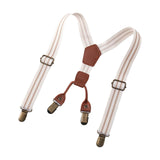 Maxbell 3xKids Suspenders Strong Metal Clip Adjustable Y Back Brace for Birthday Beige