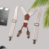 Maxbell 2xKids Suspenders Strong Metal Clip Adjustable Y Back Brace for Birthday Beige